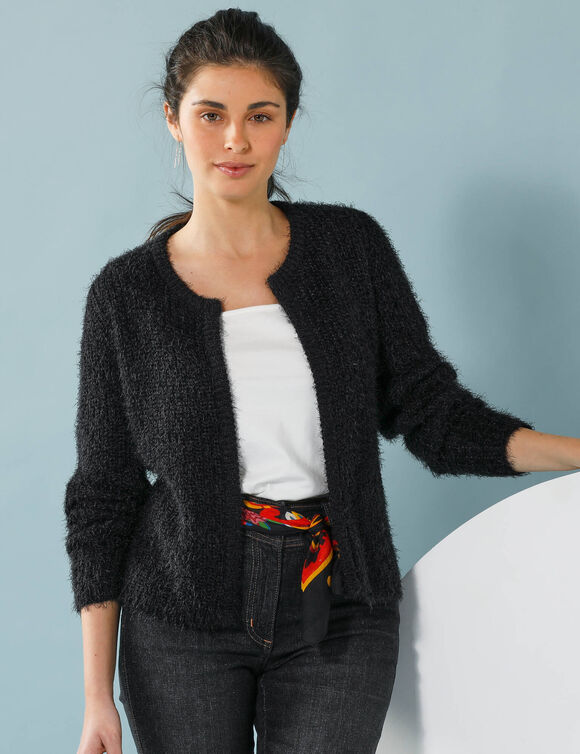 Gilet paletot Spécial Petites, maille poilue (noir) Gilet paletot Spécial Petites, maille poilue (noir)